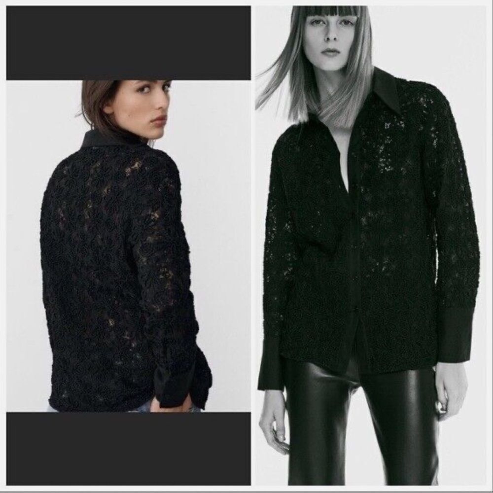 Zara linen blend embroidered long line shirt - Picture 7 of 8